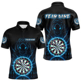 Maxcorners Custom Lightning Blue Dartboard Horror Panther Dart Men Polo Jerseys Outfits Dart Shirts LM2110