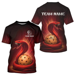 Maxcorners Custom Red And Yellow Cobra Pickleball Ball T-Shirt For Men Outfits Pickleball Jersey MT2009
