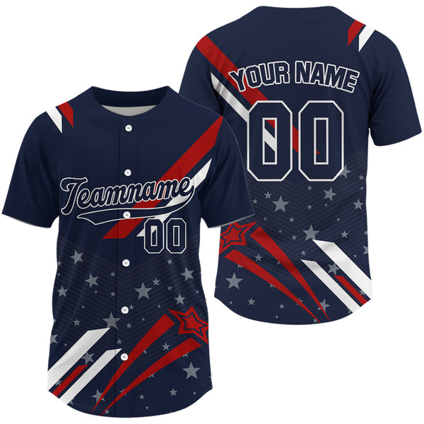 Maxcorners Custom American Flag Patriotic Baseball Shirt For Men Baseball Tournament Jerseys LM2509