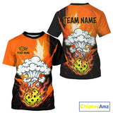 Maxcorners Custom Smoke Orange Flame Pickleball Ball T-Shirt For Men Outfits Pickleball Jerseys LM3010