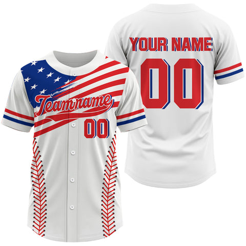 Maxcorners Custom USA Flag Patriotic Baseball Shirt For Men Outfits American Baseball Jerseys LM2509