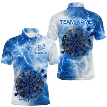 Maxcorners Personalised Blue And White Smokes Men Dart Shirts Custom Thunder Darts Team Shirt For PlayersMaxcorners Personalised Blue And White Smokes Men Dart Shirts Custom Thunder Darts Team Shirt For Players LM0510