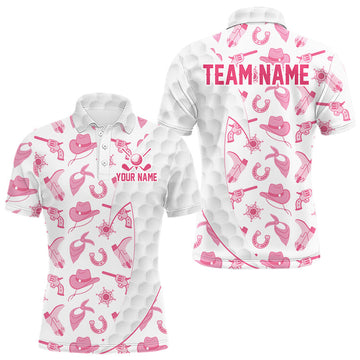 Maxcorners Pink Cowgirl Golf Polo Shirts For Men Custom Cowgirl Funny Golf Shirts, Upf Golf Shirts LM0106