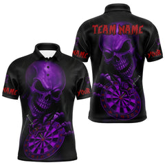 Maxcorners Custom Blood Cobra Purple Dartboard Skeleton Dart Men Polo Jerseys Dart Team Shirt TU1410