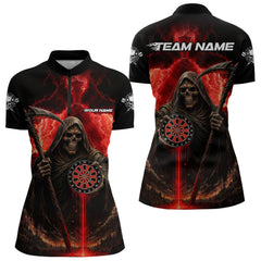 Maxcorners Custom Lightning Red The Grim Heaper Dartboard Dart Polo Shirt For Men Dart Team Jerseys MT1309