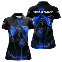 Maxcorners Custom Lightning Blue The Grim Heaper Dartboard Dart Polo Shirt For Men Dart Team Jerseys MT1309