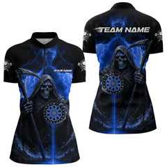 Maxcorners Custom Lightning Blue The Grim Heaper Dartboard Dart Polo Shirt For Men Dart Team Jerseys MT1309