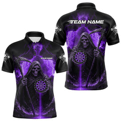 Maxcorners Custom Lightning Purple The Grim Heaper Dartboard Dart Polo Shirt For Men Dart Team Jerseys MT1309