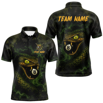 Maxcorners Cobra Billiard Shirt For Men Green 8 Ball Pool Jersey Personalized Billiard League Team Uniform LM0410