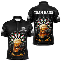 Maxcorners Funny Running Beer Robot & Dartboard Custom Men Darts Polo Shirt Funny Dart Jerseys LM2011