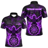 Maxcorners Custom Purple Flames Eagle Digital Camo Darts Polo Shirt For Men Cracked Dart Jerseys MT1511