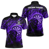 Maxcorners Custom Lightning Purple Grim Heaper Men Dart Polo Shirt Flames Dart Tournament Jersey LM1809