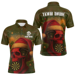 Maxcorners Custom Santa Skull Dartboard Christmas Dart Polo Shirt For Men Xmas Tree Dart Team Jersey TU1609