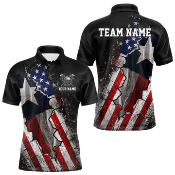 Maxcorners Texas Flag Grunge Golf Polo Shirt For Men Custom US Flag Patriotic Golf Tournament Shirts LM1910