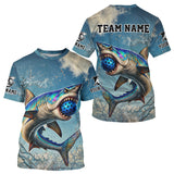 Maxcorners Custom Blue Ferocious Shark Funny Pickleball T-Shirt For Men Pickleball Team Jersey MT2009