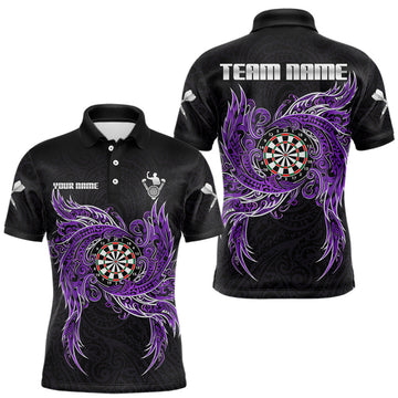 Maxcorners Purple Tribal Pattern Dartboard Darts Polo Shirt For Men Custom Darts Team Jerseys LM2201