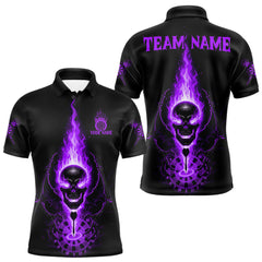 Maxcorners Skeleton Fire Flame Dartboard Custom Mens Polo Dart Shirt Purple Skull Dart Jerseys TU2710