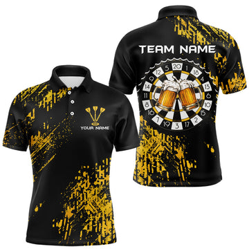Maxcorners Personalized Funny Beer Cheer And Play Darts Polo & 1/4-Zip Shirt For Men Beers Dart Team Jerseys LM2603