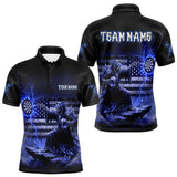 Maxcorners Custom Lightning Blue Grim Reaper Beer Funny Men Darts Polo Shirt US Flag Dart Jerseys TU0411