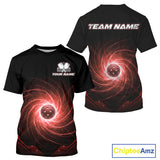 Maxcorners Custom Lightning Red Swirl Pickleball Ball T-Shirt Men Outfits Pickleball Jerseys MT0811