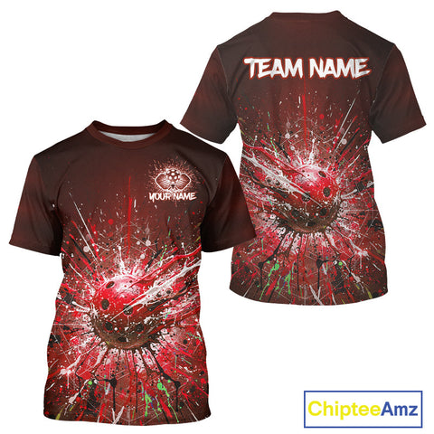 Maxcorners Custom Red Splatter Pickleball Ball T-Shirt Men Multi-Color Pickleball Team Jerseys MT0811