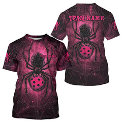 Maxcorners Custom Pink Spider Grunge Pickleball Ball T-Shirt For Men Funny Pickleball Jerseys LM0910