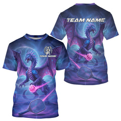 Maxcorners Custom Purple Holographic Dragon Men Pickleball Jerseys Pickleball Paddle League Shirts LM0412