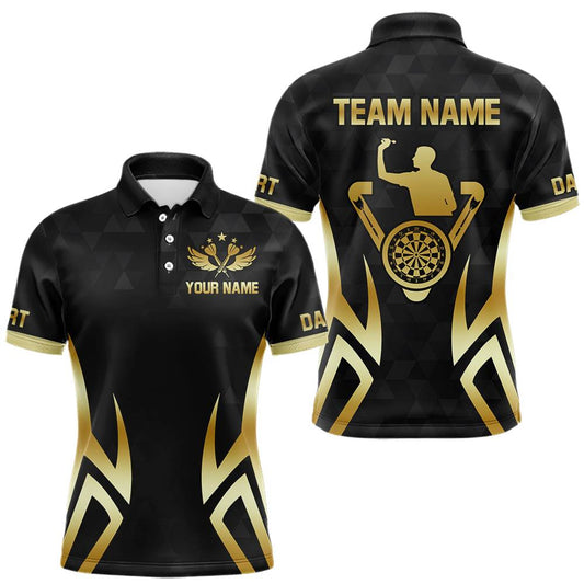 Maxcorners Black & Gold Human Play Dartboard Men Dart Shirts Custom Darts 1/4-Zip Team Jersey LM0901