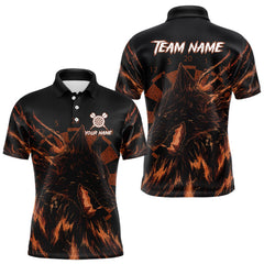 Maxcorners Custom Black-Orange Wolf Grunge Dart Jersey For Men Horror Grunge Dart Team Jerseys LM1109