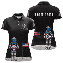 Maxcorners Custom Black Galaxy Astronaut Dart Polo Shirt For Men Outfit Dart Team Jerseys MT1309