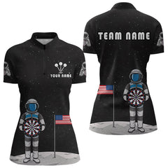 Maxcorners Custom Black Galaxy Astronaut Dart Polo Shirt For Men Outfit Dart Team Jerseys MT1309