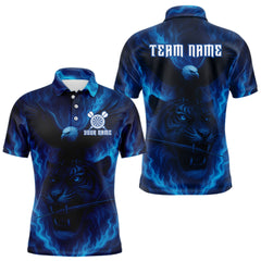 Maxcorners Custom Lightning Blue Tiger Eagle Horror Dart Polo Shirt For Men Dart Tournament Jersey LM1809