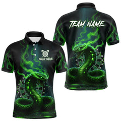 Maxcorners Custom Green Smokes Funny Cobra Dartboard Men Darts Polo Shirt, Outfits Dart Jerseys MT0111