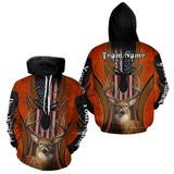 Maxcorners Personalized Orange US Flag Deer Hunting Shirts for Men - Custom Crew Hunting Outfit & Gifls LM2608