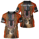 Maxcorners Personalized Orange US Flag Deer Hunting Shirts for Men - Custom Crew Hunting Outfit & Gifls LM2608