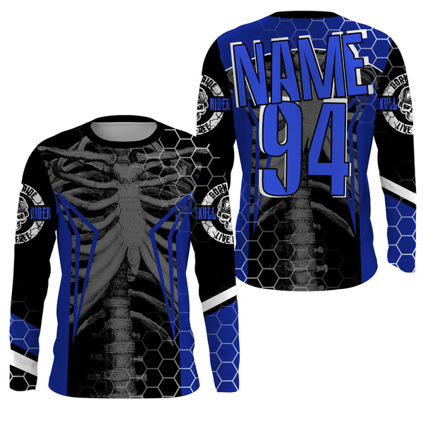 Personalized Racing Jersey UPF30+, Cool Bone Motorcycle Motocross Off-Road Riders Racewear