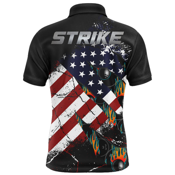 Maxcorners American Flag Bowling Strike Patriot Customized Name 3D Shirt