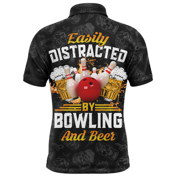 Maxcorners Easily Distracted By Bowling And Beer Customized Name 3D Shirt