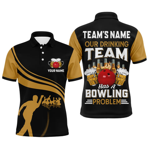 Maxcorners Bowling Beer Lovers Vintage Bowler Jersey Customized Name 3D Polo Shirt