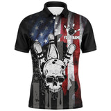 Maxcorners Skull Bowling American Flag Cool Bowler Customized Name And Team Name 3D Shirt