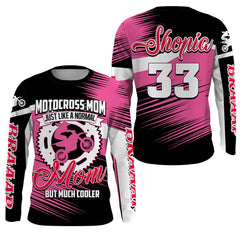 Maxcorners Motocross Mom Personalized Jersey UPF30+ Pink Dirt Bike Mom Racing Shirt Mother's Day Gift LM2809