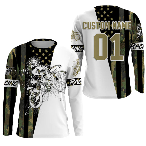 Dirtbike racing jersey UPF30+ custom Patriotic Motocross offroad American flag motorcycle