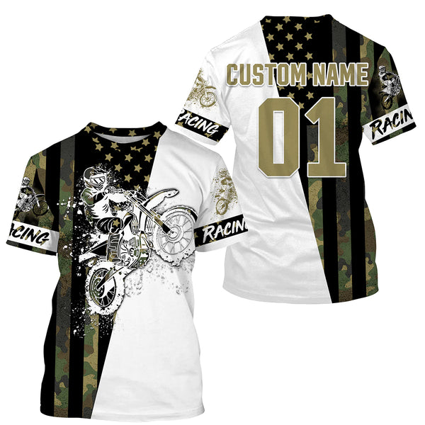 Dirtbike racing jersey UPF30+ custom Patriotic Motocross offroad American flag motorcycle