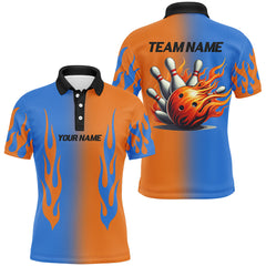 Maxcorners Custom Bowling Shirt Flame Bowling Team Jersey Polo Bowling Shirt