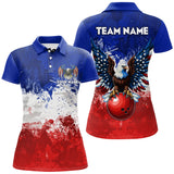 Maxcorners Eagle Bowling Shirt Patriotic Polo Bowling Jersey Us Bowling Gift For Bowlers