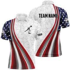 Maxcorners Patriotic Bowling American Flag Customized Name And Team Name 3D Shirt
