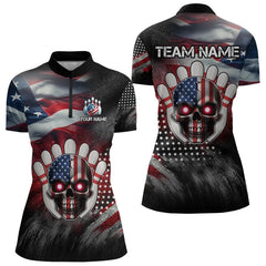 Maxcorners Us Flag Bowling Polo Shirt For Men And Women Custom Bowling Team League