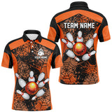 Maxcorners Orange Bowling Shirt Spider Bowling Shirt Customized Polo Shirt Unisex