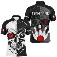 Maxcorners Skull Bowling Shirt Custom Bowling Jersey Bowling Polo Shirt Bowling Team League