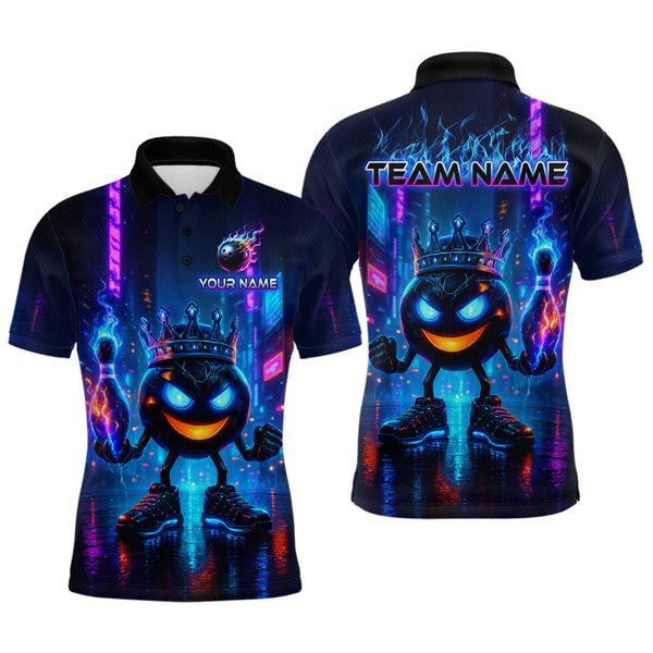 Maxcorners Custom Neon Lightning Bowling Shirt Funny Men Bowling Team Jersey Polo & 1/4-Zip Bowling Outfit TU1908